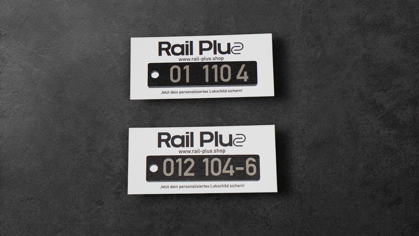 Railway "anodized aluminum locomotive plate" individual keychain (laser)