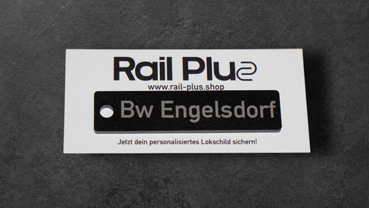 Eisenbahn "eloxiertes Alu Schild" individueller Schlüsselanhänger (Laser)