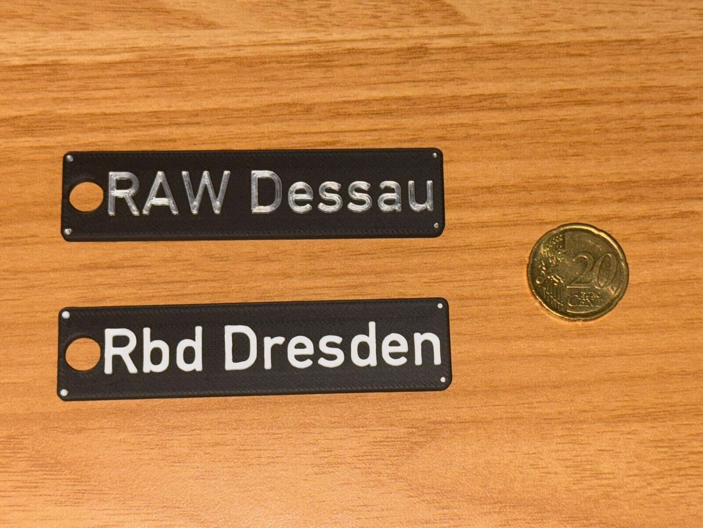 Eisenbahn "Schild" personalisierter Schlüsselanhänger (3D Druck)